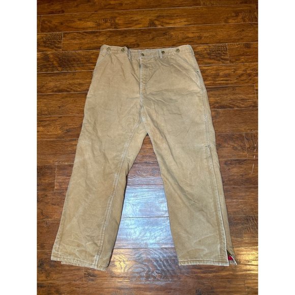 Vintage 1980s Carhartt Men's WQ106 red insulated Quilt Lined Duck Work Dungaree - Picture 1 of 6